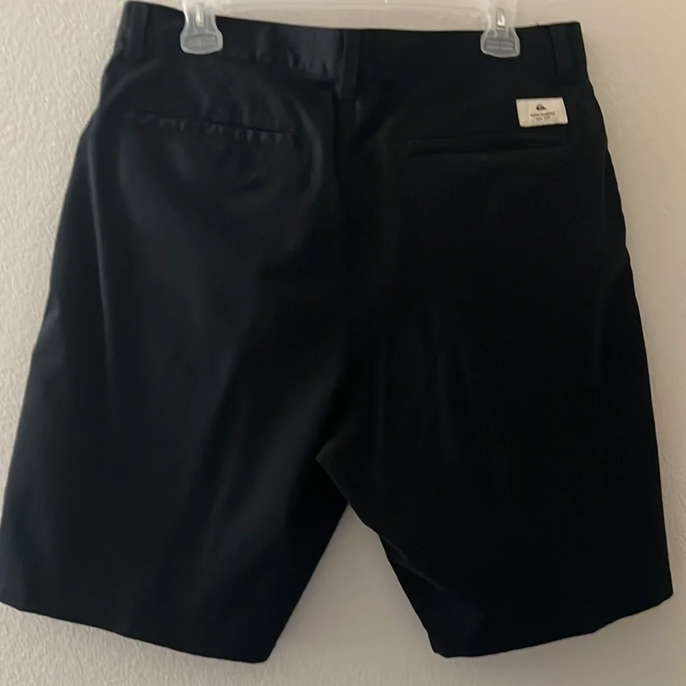 Quicksilver Solid Black Flat Front Shorts 34 Front and Back Pockets